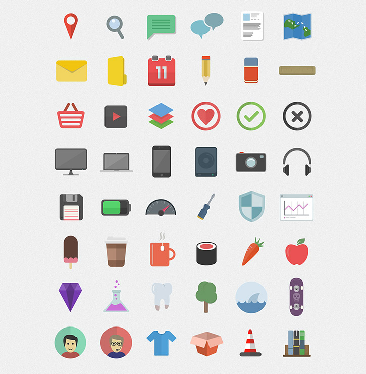 Flatilicious 48 Flat Icons by Pixel Fabric
